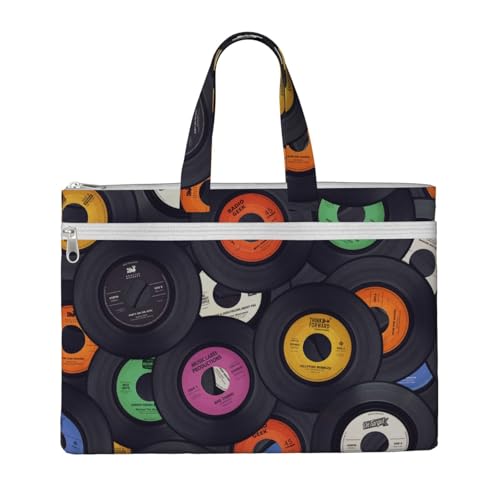 Hnnkloy Album musicale in vinile,Borsa portadocumenti in tela con cerniera, borsa a mano, valigetta per scuola e ufficio