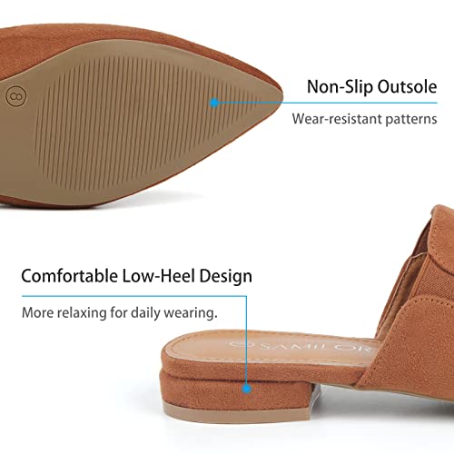 Samilor Mules For Women Flats Elastic Mules Comfortable Slip On Women's Flats Backless Loafers Casual Flat Shoes Women Tan 9 #TOP2
