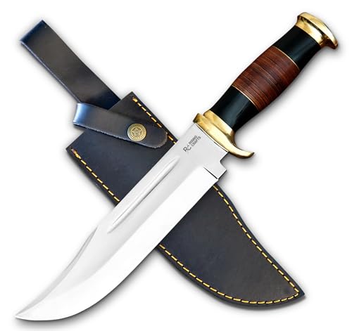 RISING CRAFTS 13 Inches Tactical Bowie Knife With Leather Sheath - Fixed Blade Survival Hunting Bowie Knife For Camping, Outdoor, Bushcraft