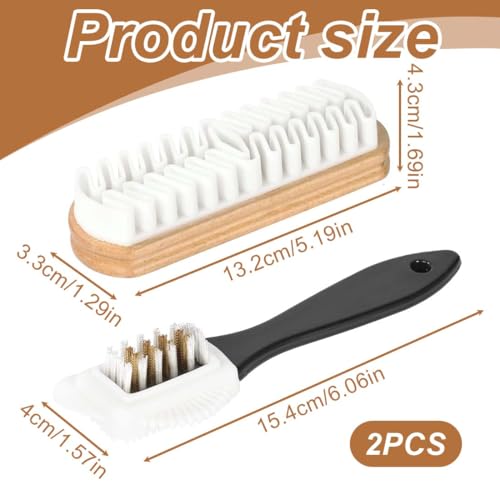 AEIOPRS 2 Pcs Kit de Brosses à Chaussures pour Daim et Nubuck Brosse en Crêpe avec Gomme de Nettoyage Brosse Multifonction 4 Côtés Kit de Nettoyage Daim/Nubuck – vue 2