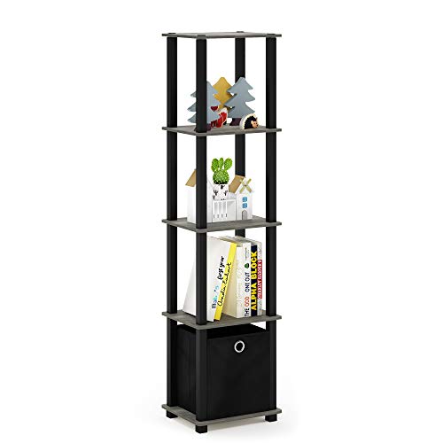 Furinno Tnt No Tools 5-Tier Display Decorative Shelf, French Oak Grey/Black/Black #TOP4