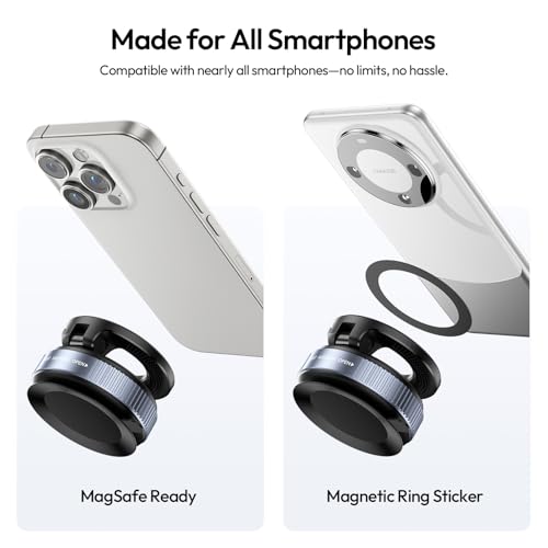 Image of ULANZI SK-25 Car Phone Holder for Magsafe, Vacuum Suction Cup Magnetic Phone Mount, 360 Adjustable MagMount for Car /Ceramic Tile /Gym /Mirror, Load up to 1kg, Magnetic Force ≥14N（Black）