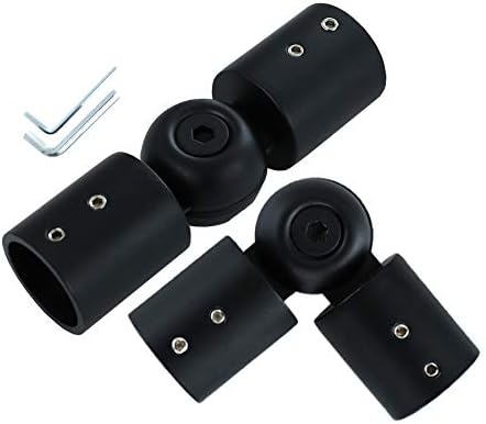 Window Corner Curtain Rod Connector Set of 2, Adjustable Curtains Rods Connector for Bay Windows Blinds with 1 inch Black Color Metal