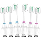 Toothbrush Heads for Philips Sonicare Replacement Brush Heads Medium Soft Dupont Bristles Electric Toothbrush Replacement Heads Fit E-Series Essence Xtreme Elite Advance and CleanCare, 6 Pack