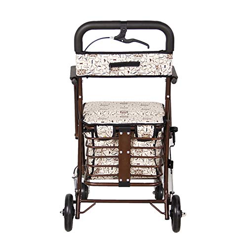 Einkaufstrolley Klappbar Alter Mann Einkaufswagen, Leicht Faltbar, Wagen Mit Bremsen, Reiseassistenten, Sitz Und Pedal – Bild 5