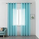 cortinas turquesa blackout Dimensiones: El juego incluye 2 cortinas, cada una de 140 cm de ancho x 290 cm de largo, con gancho para cortina.
