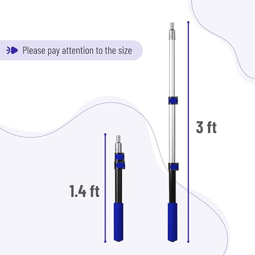 Bates- Extension Pole, 1.4 to 3 Ft Pole, Dark Blue, Telescoping Pole