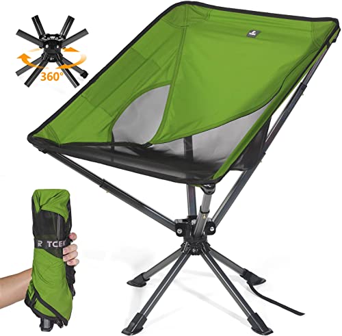Tcek Swivel Portable Chair Camping Chairs - Small Compact Folding Chair For Adults That Setup In 8 Seconds, Lightweight Outdoor Backpacking Chair For Camp, Travel, Hiking, Beach, Support 300 Lbs #TOP1