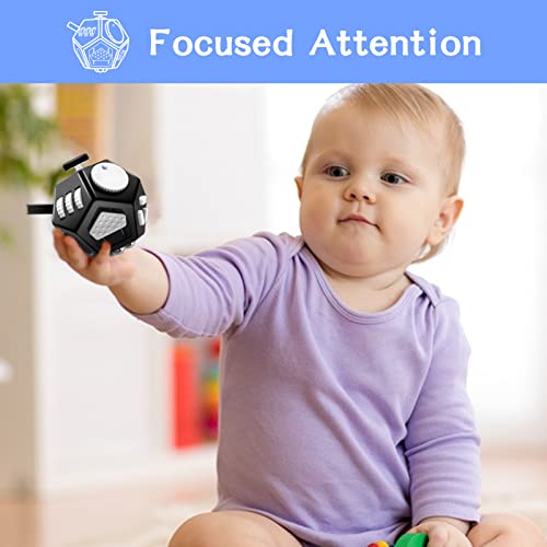 Wtycd Mini Fidget Cube Toys, Cool Black Fidget Dodecagon Toy 12 Sided Fidget Cube Relieves Stress Game For Kids And Adults, Anxiety Anti And Kill Time For Add, Adhd, Ocd, Autism (Black) #TOP6