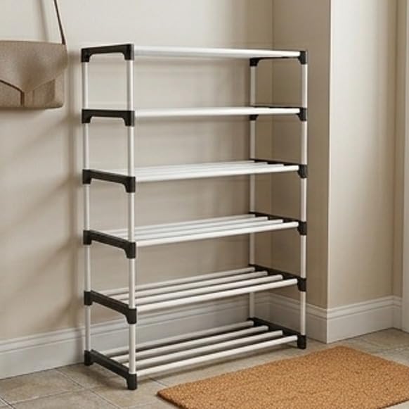 Image of 6 Layer Bookshelf, Rack Showcase for Home Plastic, Open Book Self for Home, Book Shelves-Stand, Sturdy Multi-Level Storage Organizer, Magazines, and Office Supplies, Space-Saving Design