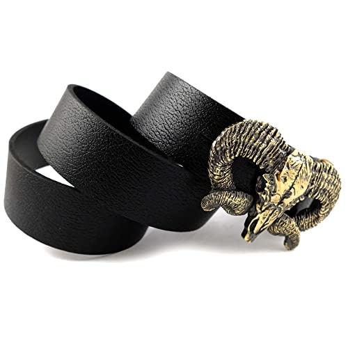 Leather Belt with Ram Skull solid brass buckle, Handmade Bighorn wild west buckle, Mouflon tribal Trophy Skull belt buckle for leather belt, unisex gift4