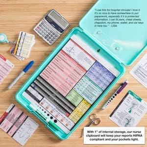 Nursing Clipboard with Storage by Tribe RN with Quick Access Medical References - Includes Downloadable Cheat Sheets - (Nurse Clipboard Black)