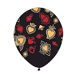 Sacred Heart Milagros Balloons, Dia De Los Muertos Balloons, Flaming Hearts, Mexican Folk Art, Little Miracles symbol 12-Pack