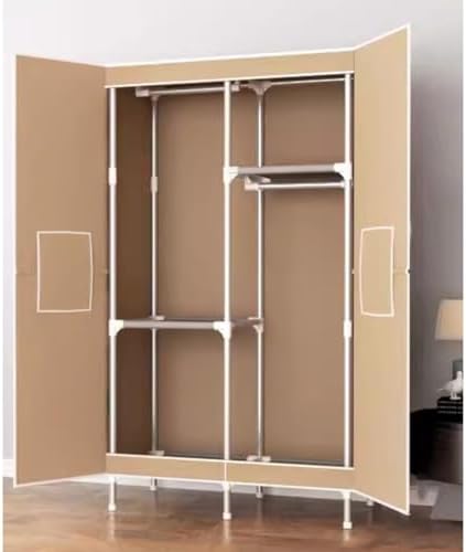 Portable Closet Wardrobe - Magnetic Double Door Non-Woven Fabric Clothes Organizer Armoire with Freestanding Shelves, Easy No-Tool Assembly for Hanging Clothes Storage
