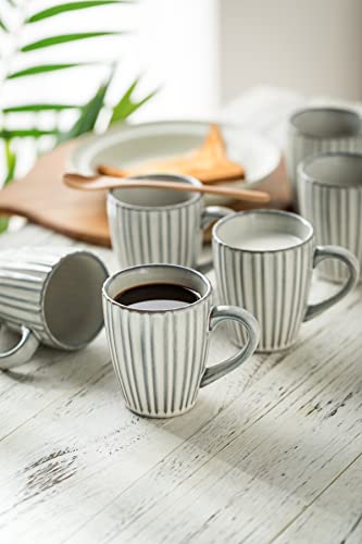 Lauchuh Coffee Mug Set,12 Oz Ceramic Coffee Cups With Large Handle For Coffee, Tea, Milk, Cocoa, Cereal, Christmas Coffee Mugs Father Day Gifts Set, Vintage White #TOP6