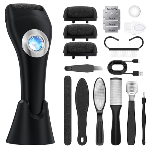 Callus Remover for Feet Foot Scrubber - 3 Speeds & with Holder, Portable Pedicure Tools Kit Foot File Callus Remover, Waterproof Professional Pedicure Tool Foot Care for Deadskin Hard Cracked Dry Skin