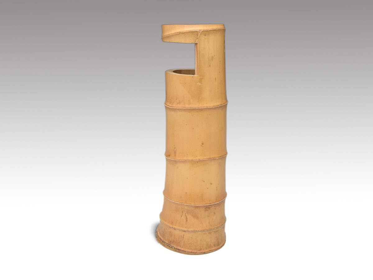 Amazon.co.jp: 白錆竹一重切竹花入掛花入花生竹工芸木工芸茶道具華道具