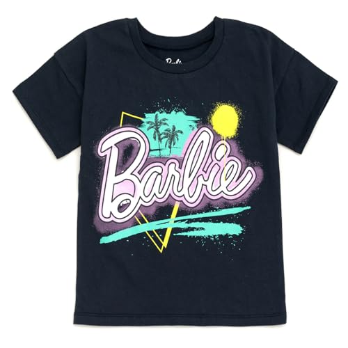 Barbie Big Girls T-Shirt and French Terry Dolphin Shorts Outfit Set Logo Pink/Black/Graffiti 10-12 - image 3