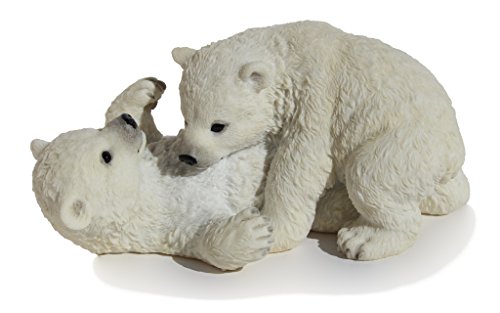 6.25 Inch Polar Bears Cubs Playing Decorative Statue Figurine, White #TOP15