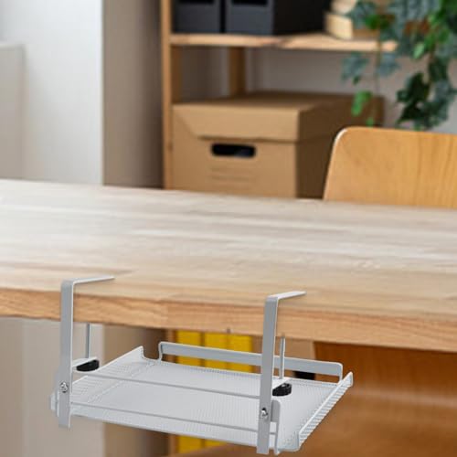 Bandeja adaptadora para cables bajo escritorio Carbon 5cm 36. Organizador de alambre de acero para oficina y hogar sin taladro, colgante para gestión de cables negro (blanco L) miniatura 4