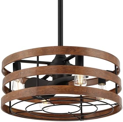 MINKA-AIRE F631L-CL/DK Audrey 22.5-Inch Aire-Delier with Integrated LED Light Kit in Coal and Distressed Koa Finish