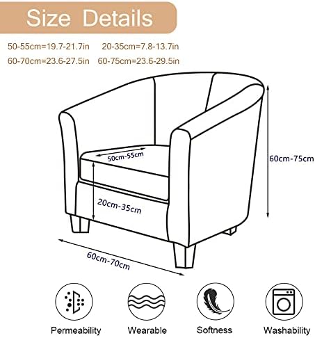Highdi 2 Piece Classic Floral Tub Chair Cover Armchair Slipcovers with Cushion Cover Stretch Spandex Removable Washable Tub Chair Protector for Club Living Room Reception (White Flower)