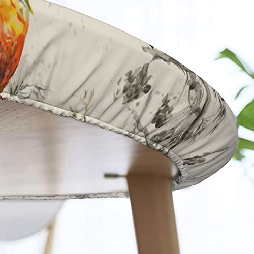 Vintage Birds Round Tablecloth With Elastic Edge Fitted Birds Table Cover Waterproof Table Cloths Indoor Outdoor Modern Tables Decoration For Dining Table,Picnic,Party (45-50 Inch) #TOP6