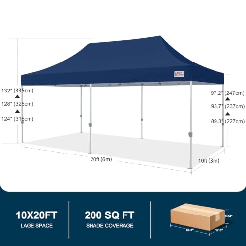Image of MASTERCANOPY 10x20 Heavy Duty Pop Up Canopy Tent with Roller Bag,Navy Blue