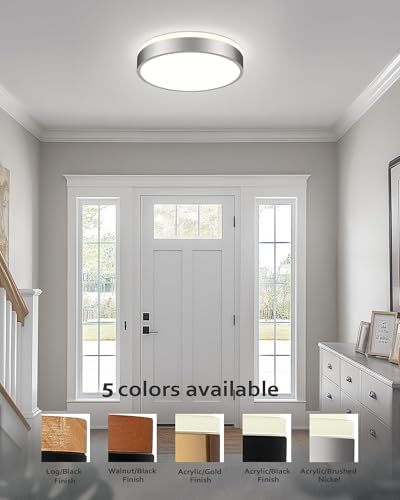 Image of Ken & Ricky 16 inch Modern Flush Mount Ceiling Light,Brush Nickel,1 Pack