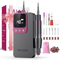 HALMAI Elektrischer Nagelfräser Professionell, Tragbare Nagelfeile für Acryl-Gel-Nägel, Kabelloses wiederaufladbares Nagelbohrer-Kit 40000RPM, HMC320 Salon-Grade Efeil-Nagelmaschine (Dunkelgrau)