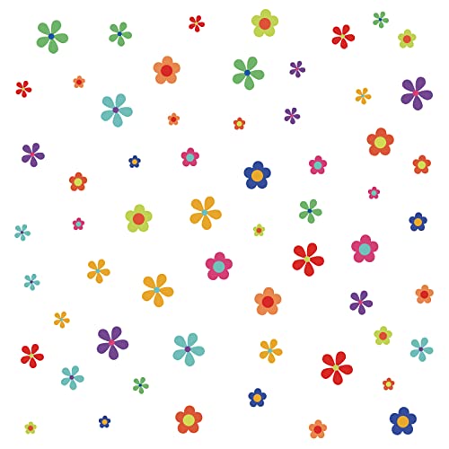 Superdant 60 Pcs 10 Colorful Flower Wall Decal Cute Petal Pvc Wall Self-Adhesive Stickers Removable Wall Art For Girl's Room Nursery Kindergarten Window Decoration #TOP16