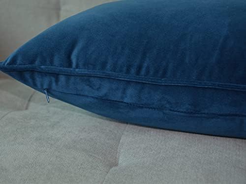 Lutanky Pack of 2 Velvet Cushion Covers Navy Blue Decorative Rectangle Throw Pillow Case Soft Flanges Pillowcases for Sofa Bedroom with Invisible Zipper 12x20 Inch 30 x 50 cm