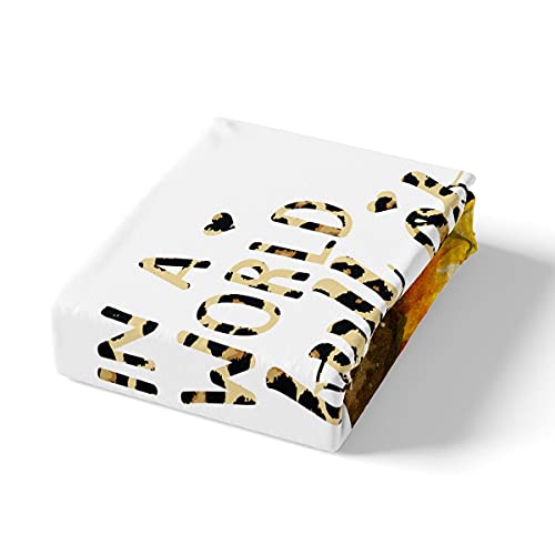 Castle Fairy Watercolor Sunflowers Bed Sheet Set Twin Size,Yellow Floral Theme Fitted Sheet + 1 Flat + 1 Pillow Sham,Leopard Art Word Print Bedding Set For Kids Boys Bedroom Xmas Gift #TOP4