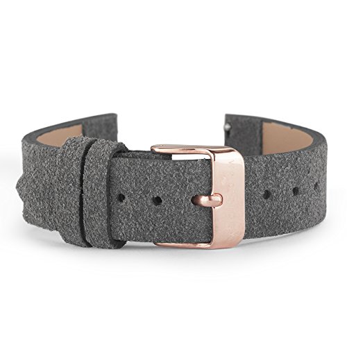 WRISTOLOGY Rose Gold 18mm Womens Easy Interchangeable Watch Band (Grey Suede)