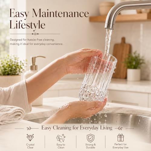 Image of bellemax Premium Dotted Design Water & Juice Glasses, 240 ML & 270 ML Combo, Drinking Glasses for Home, Kitchen, Dining, Party & Everyday Use Set of 12