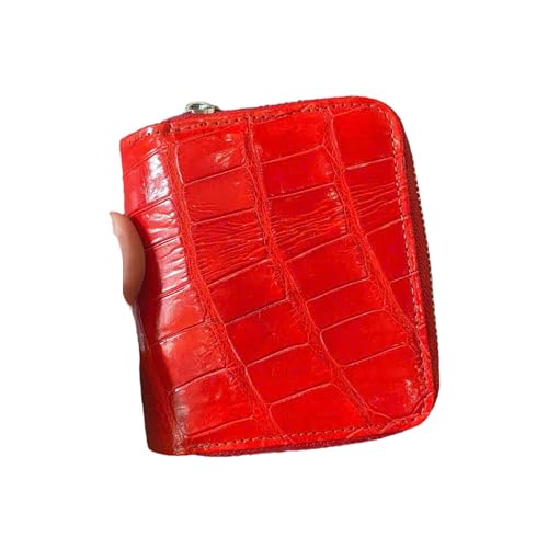 Genuine Alligator Leather Minimalist Wallets Credit Card Holder for women's (Red)