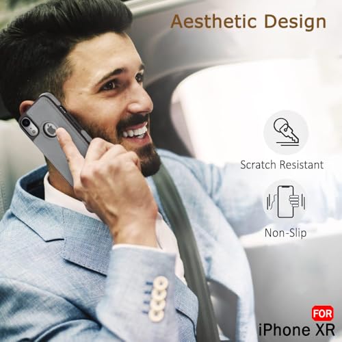Image of TheGiftKart Genuine Leather Finish iPhone XR Back Cover Case | Shockproof Design | Raised Edges for Camera & Screen Protection | Stunning Minimalist Design Back Case Cover for iPhone XR (Grey)