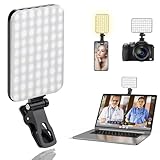 60 luces LED portátiles para selfie, iluminación de videoconferencia con clip y adaptador de trípode de cámara, recargable, 2200 mAh, 3 modos de luz para cámara web, laptop, maquillaje fotográfico