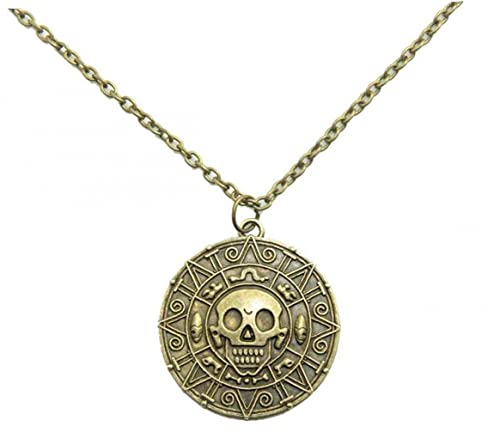 Schädel Anhänger Piraten Münze Medaillon Halskette Punk Langkette Schädel Charme Halskette Schmuck Geschenk Für Frauen Männer Cover