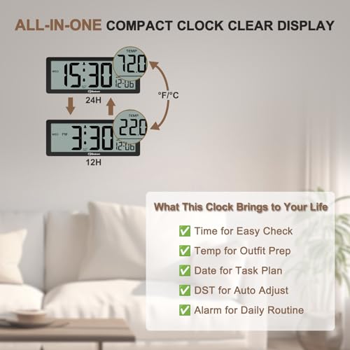 Soobest 8.5 Inch Digital Wall Clock Battery Operated, Compact Display - Image 5