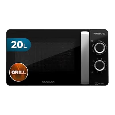 Cecotec Microondas de 20 Litros ProClean 3150. 700W con 6 Niveles, Grill 800 W, Revestimiento Ready2Clean para mejor Limpieza, Tecnología 3DWave, Temporizador, Efecto Espejo | Ya disponible en tu tienda friki favorita! En mundofriki.es!