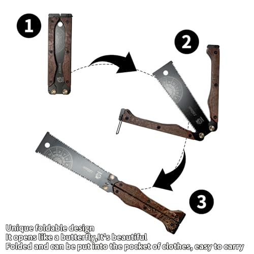 Reevnnmer Mini Klapp-Zugsäge,Profi Japansäge,30CM SK85 Karbonstahl aus Beidseitig Japansäge Klappbar,für nasses/trockenes Holz 13/15 TPI,Silky Säge,Feinsäge