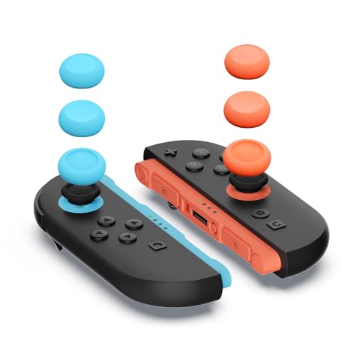 Daumengriffe kompatibel mit Nintendo Switch 2 (2025) konzipiert, Daumengriffkappen kompatibel mit Switch 2, Verbesserter Griff, Komfortabel und langlebig (Rot & Blau)