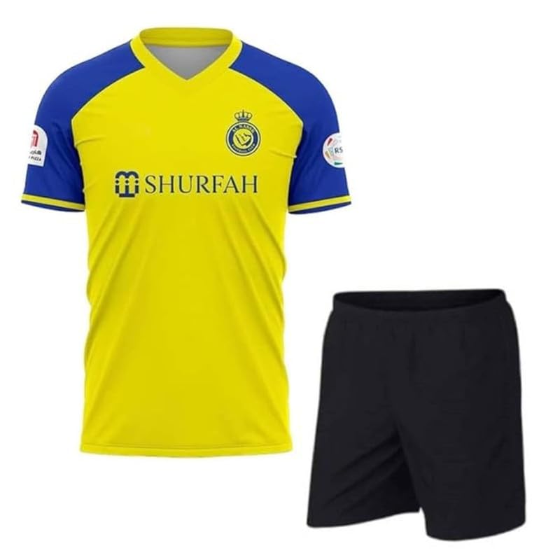 RJM Sports Football Team Home Away White Prematch Football Jersey with Shorts (Kid's, Boy's& Men)(11-12Years,Multicolor-08) 1