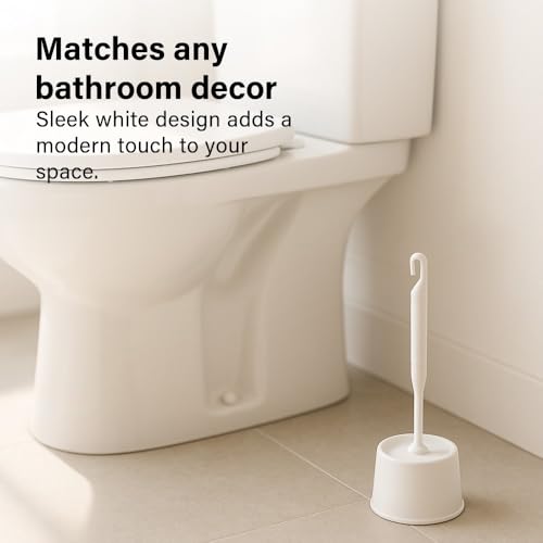 Toilet Brush Holder – White Plastic Bathroom Brush Set With Holder And Long Handle – Hygienic, Compact, Easy To Clean & Durable – Perfect For Everyday Bathroom Cleaning And Modern Decor