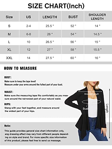 Inkoff Cardigan For Women Draped Open Front Long Sleeve Casual Sweater L Black #TOP5