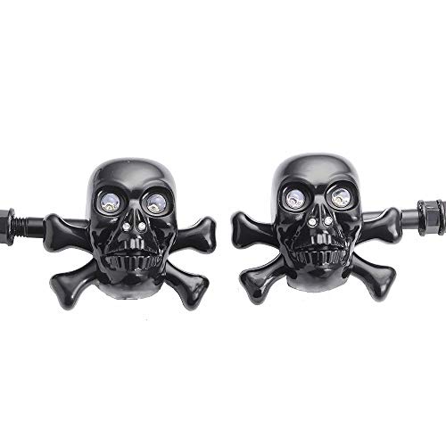 Motorcycle Refit Retro Universal Black Skull 12V LED Turn Signal Lights Indicators Chopper Bobber Cafe Racer Old School Touring Scooter Offroad (Black)