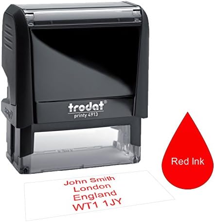Trodat 4913 58 x 22mm - Premium Personalised Custom Made Self-Inking Business Address Rubber Stamp - Up to 5 Lines of Text in Black Ink