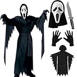 Meeyoga Disfraz halloween hombre mujer,Ghostface disfraz adulto,Disfraz scream adulto,Disfraces de halloween para Fiesta De...