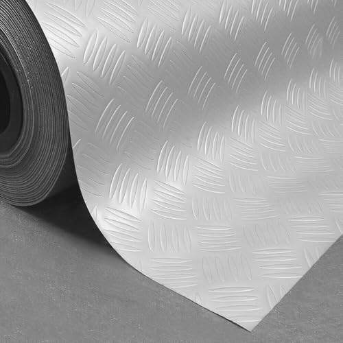 Tappeto Gomma Passatoia Copri Pavimento Dentato Lamiera Zerbino Corsia Antiscivolo Grigio 140X700 Cm - 2